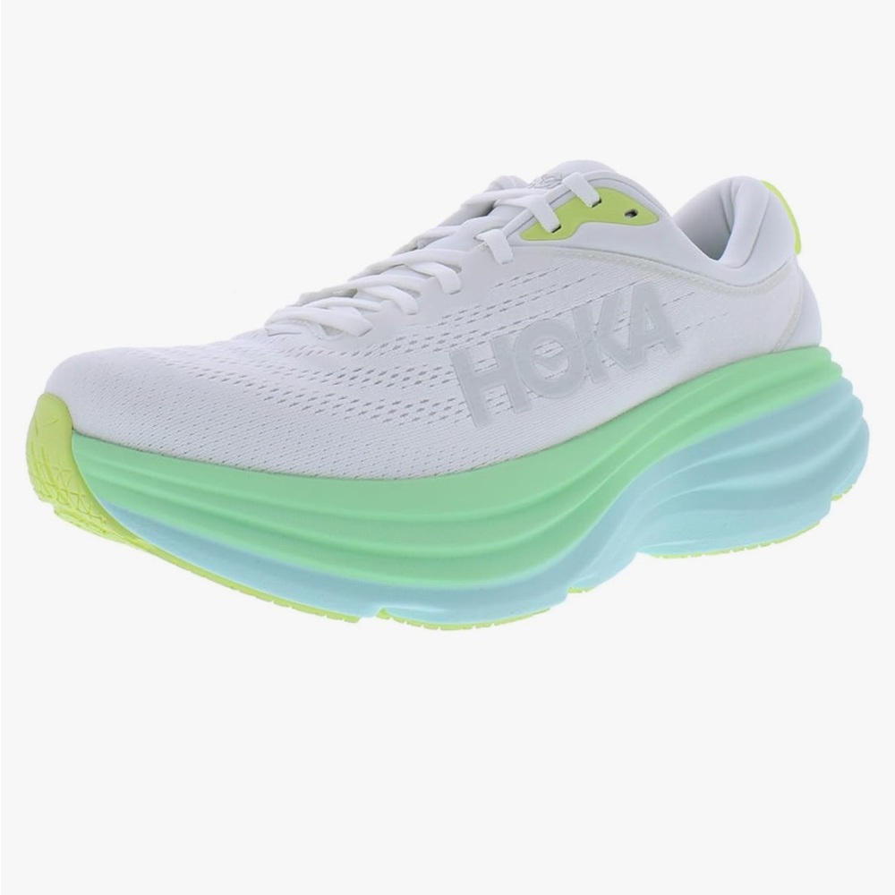 Hoka One One Bondi 8 Women's Running Shoes Blanc de Blanc Sunlit Ocean Sz 9.5 B